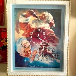 Brand New 1990 Mr & Mrs. Claus Coca Cola Clock